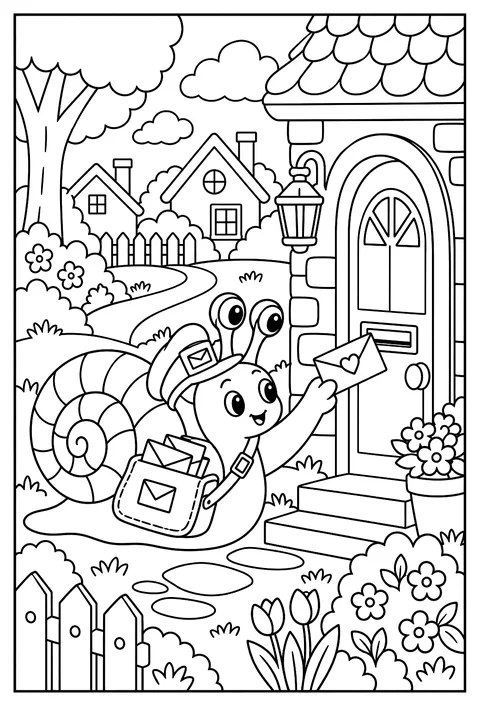 A snail mail carrier that takes a long time coloring page
