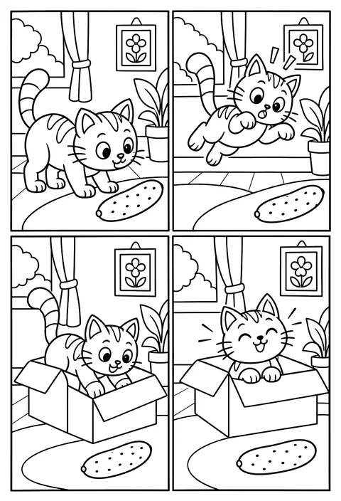 Four-panel comic coloring page
