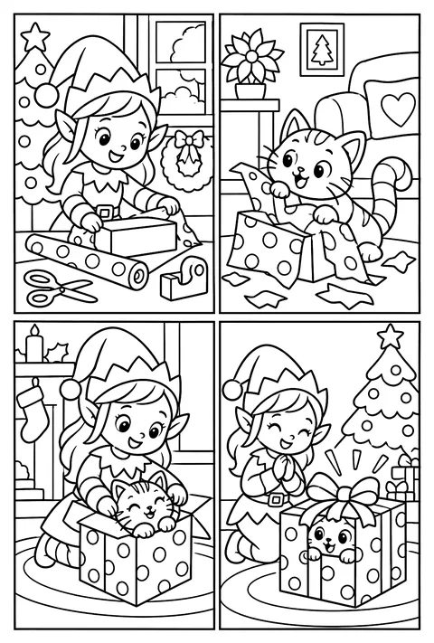 Four-panel comic coloring page