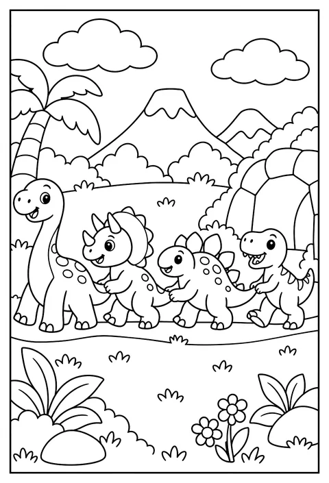 A dinosaur train coloring page
