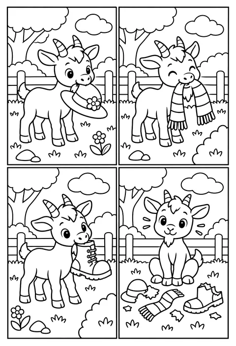 Four-panel comic coloring page