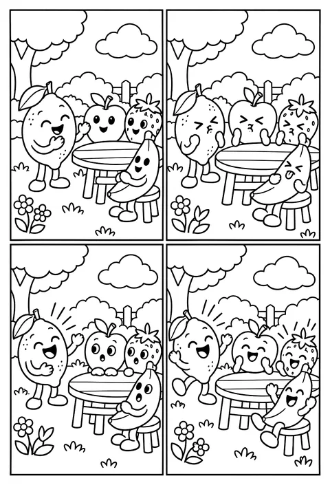 Four-panel comic coloring page