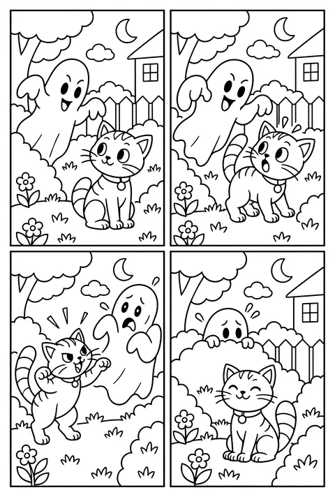 Four-panel comic coloring page