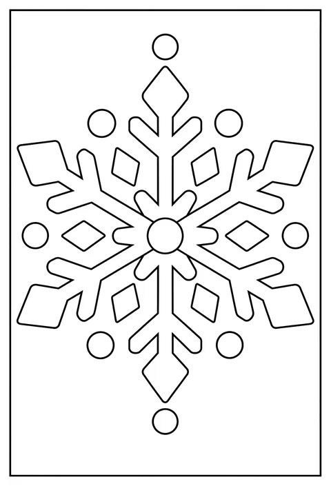 A snowflake mandala with six-fold symmetry coloring page