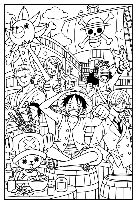 Chopper the reindeer doctor in his pink hat mixing medicine with a mortar and pestle coloring page
