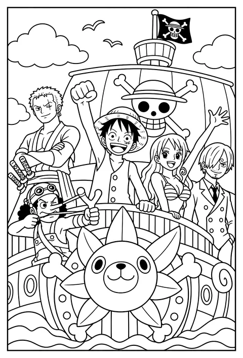 Usopp aiming his slingshot with one eye closed in concentration coloring page