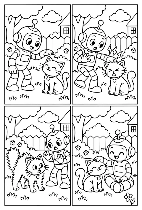 Four-panel comic coloring page