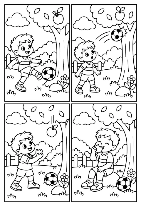 Four-panel comic coloring page