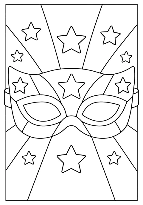 Close-up of a superhero mask with a pattern to design coloring page